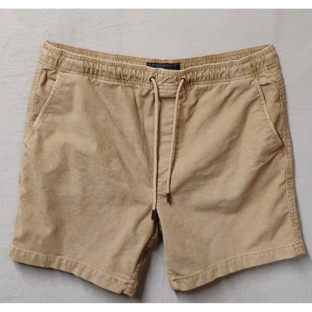 American Eagle Collegiate Beige Corduroy Shorts Mens M 6in Inseam Drawstring